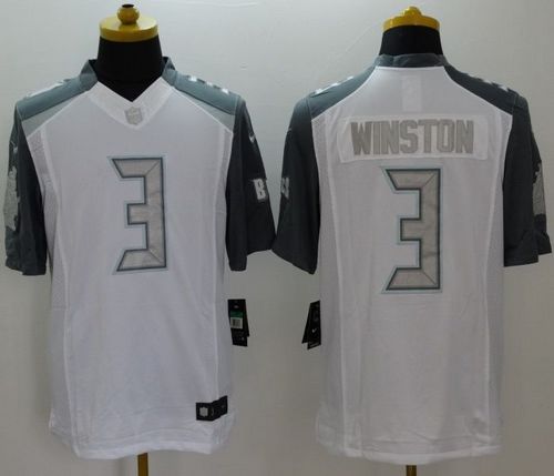 Nike Buccaneers #3 Jameis Winston White Men's Stitched NFL Limited Platinum Jersey - Click Image to Close